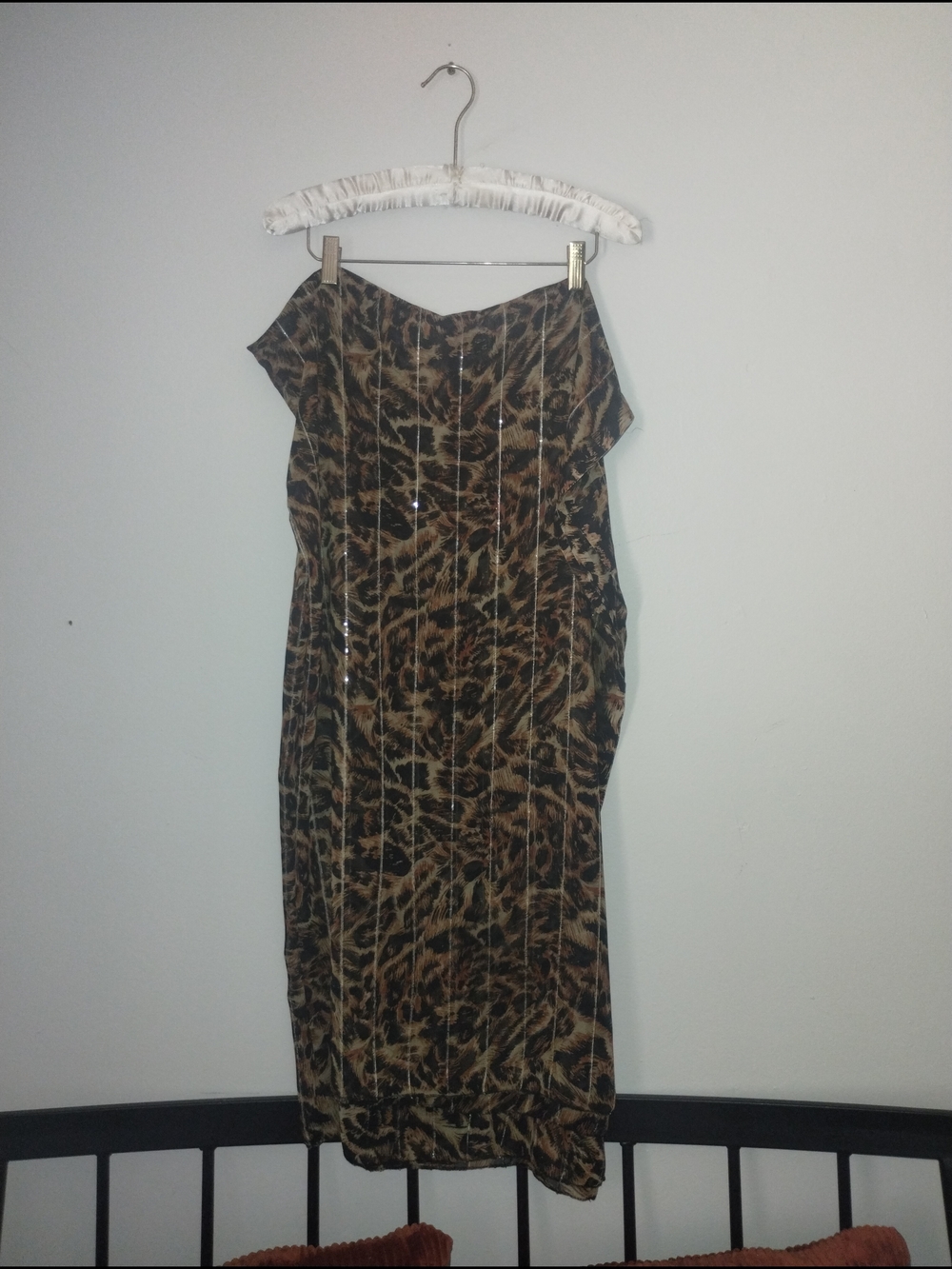 Sheer Leopard Wrap Shawl Metallic Pinstripe Vintage